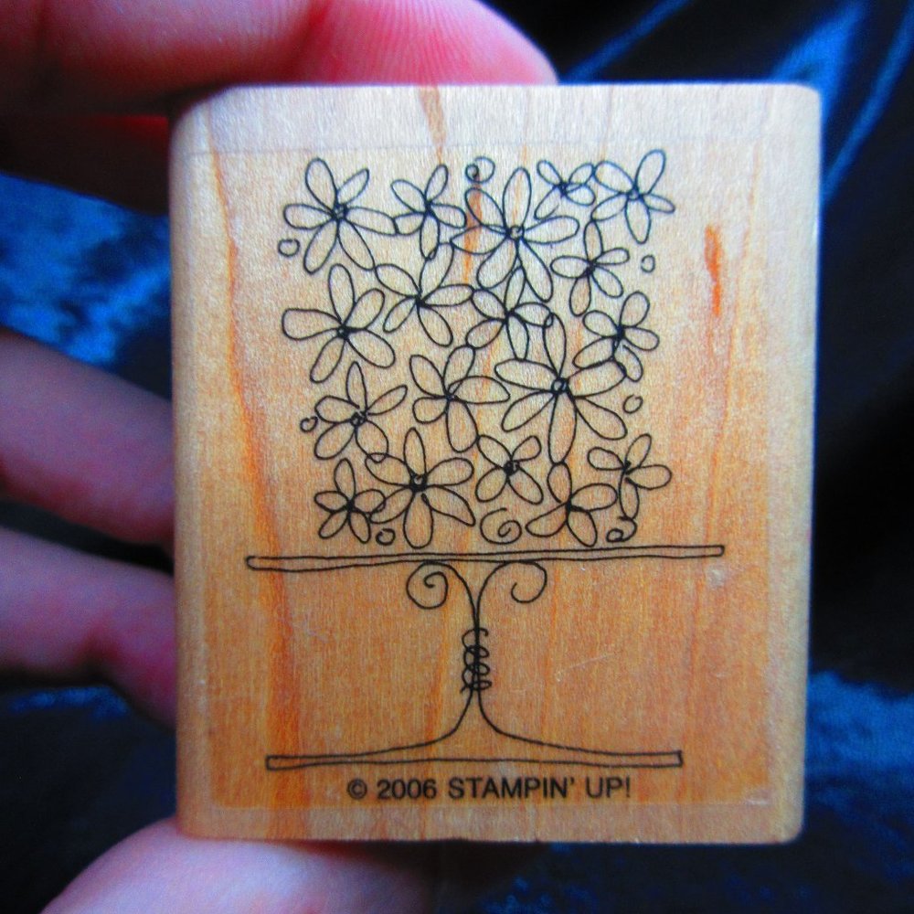Floral Cake Wood Mounted Stamp 2" X 1.75"